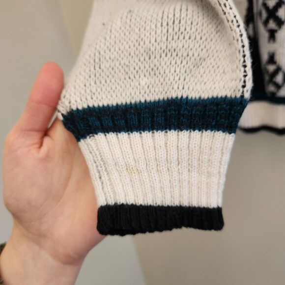 Vtg 90s Code Zero V-Neck Cardigan Sweater Knit Geometric Nordic Grandpacore Sz L - Picture 7 of 12